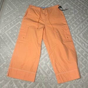NWT Lauren By Ralph Lauren Orange Cargo Capri Pants Womens Size 6 A6